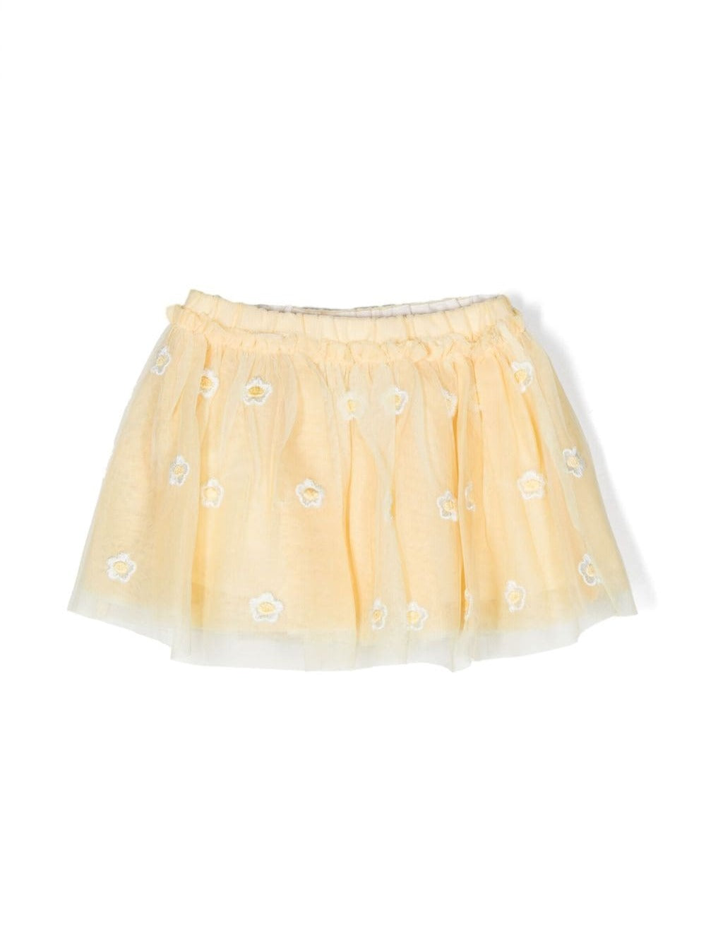Yellow Short Skirt With Embroidered Daisies Polyester Girl
