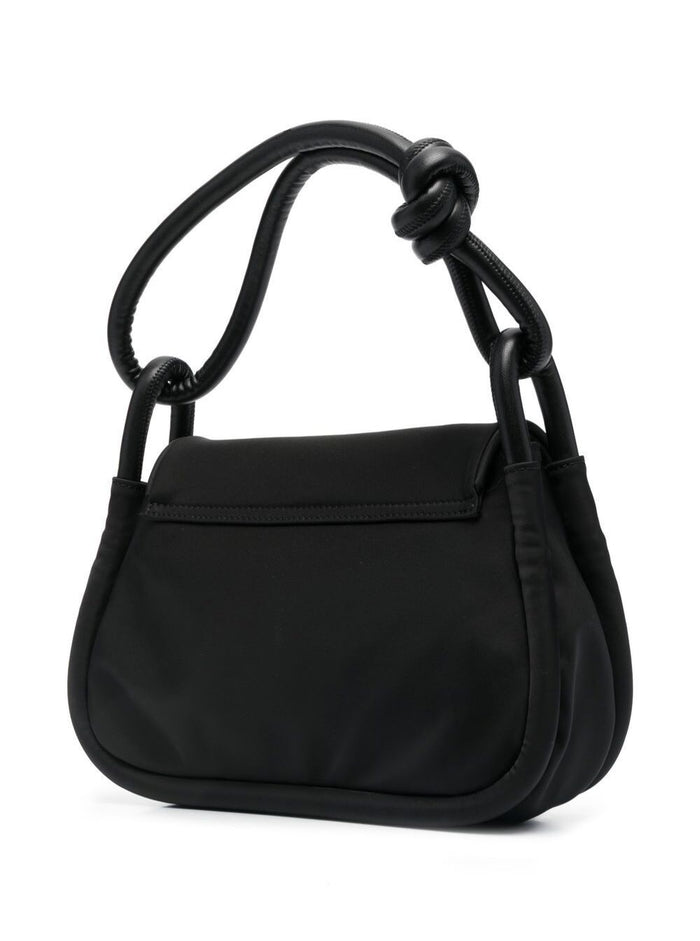 Black Knot Flap Over Tote Bag Polyester Woman Recycled Polyamide Cow Crossbody