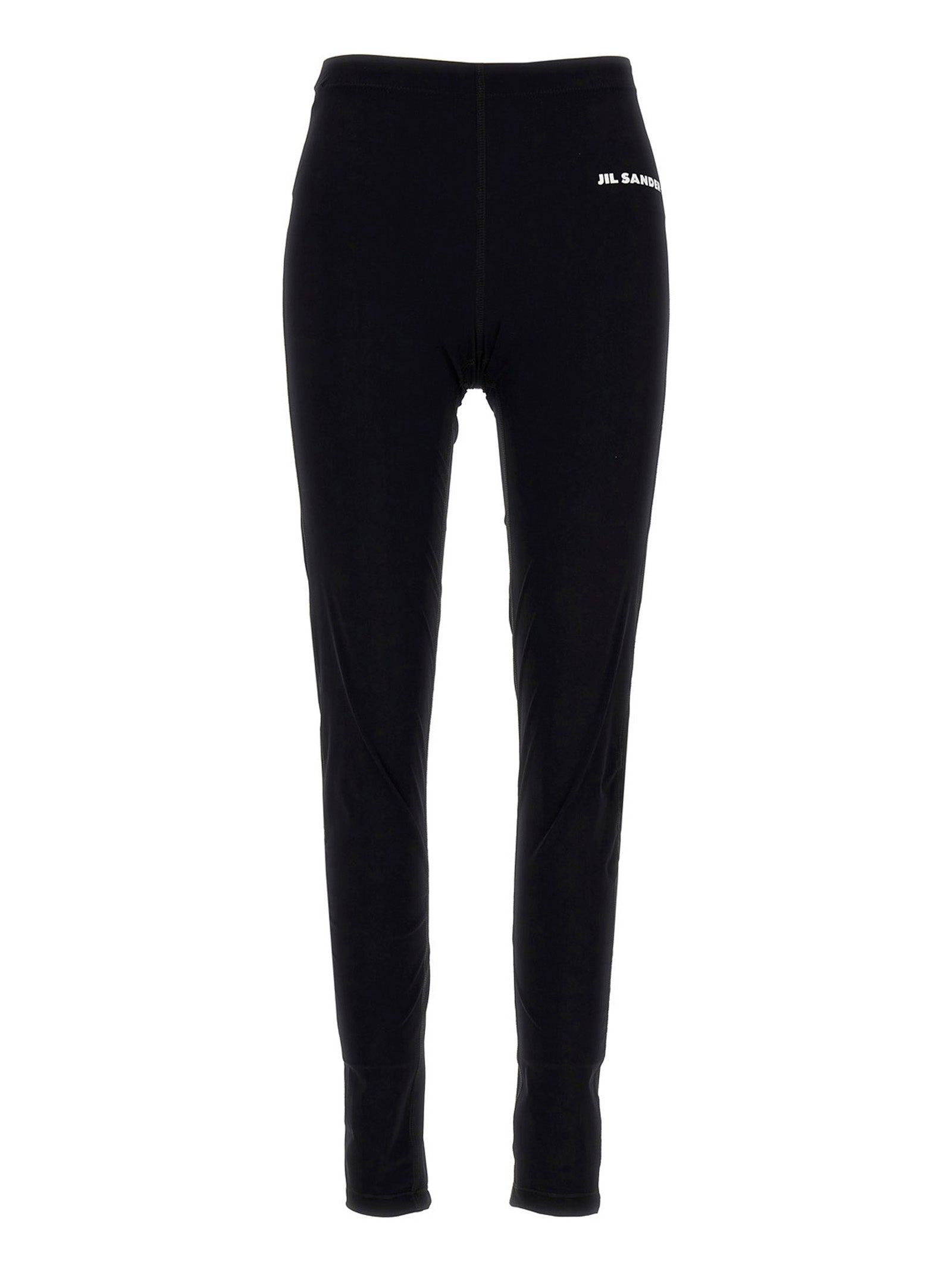 Logo Print Leggings Black Polyamide Elastane