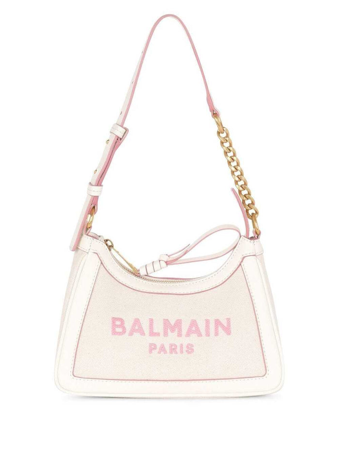 White And Pink B-Army Shoulder Bag Calf Leather Woman Beige Cotton Crossbody
