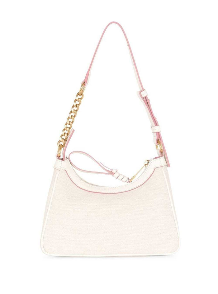 White And Pink B-Army Shoulder Bag Calf Leather Woman Beige Cotton Crossbody