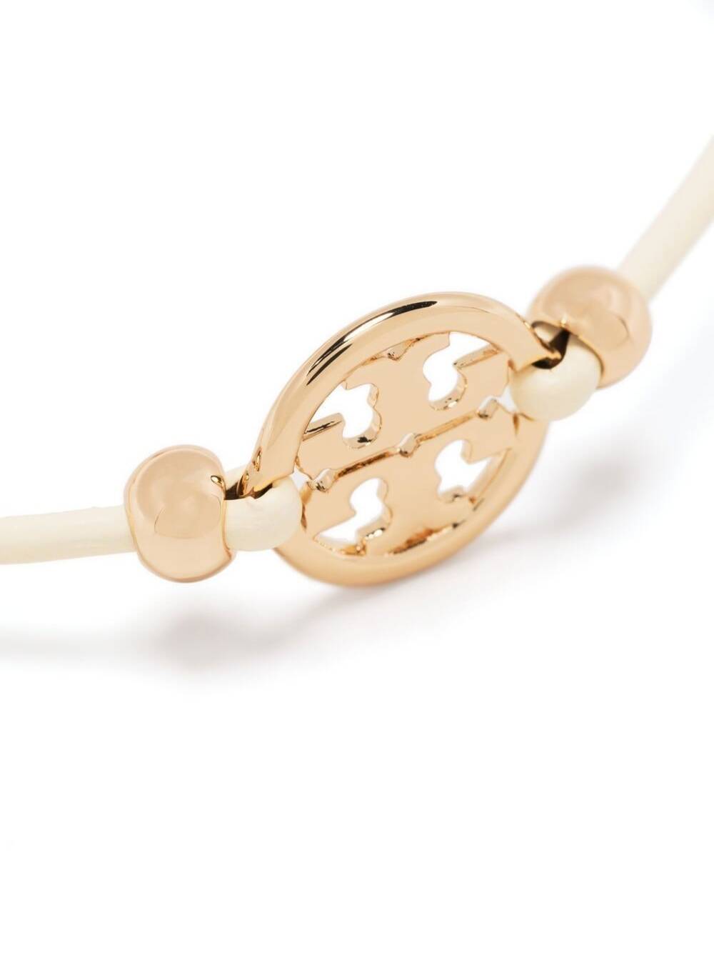 Miller Bracelet With Logo Charm Gold-Tone Brass Woman White Cow Cubic Zirconia