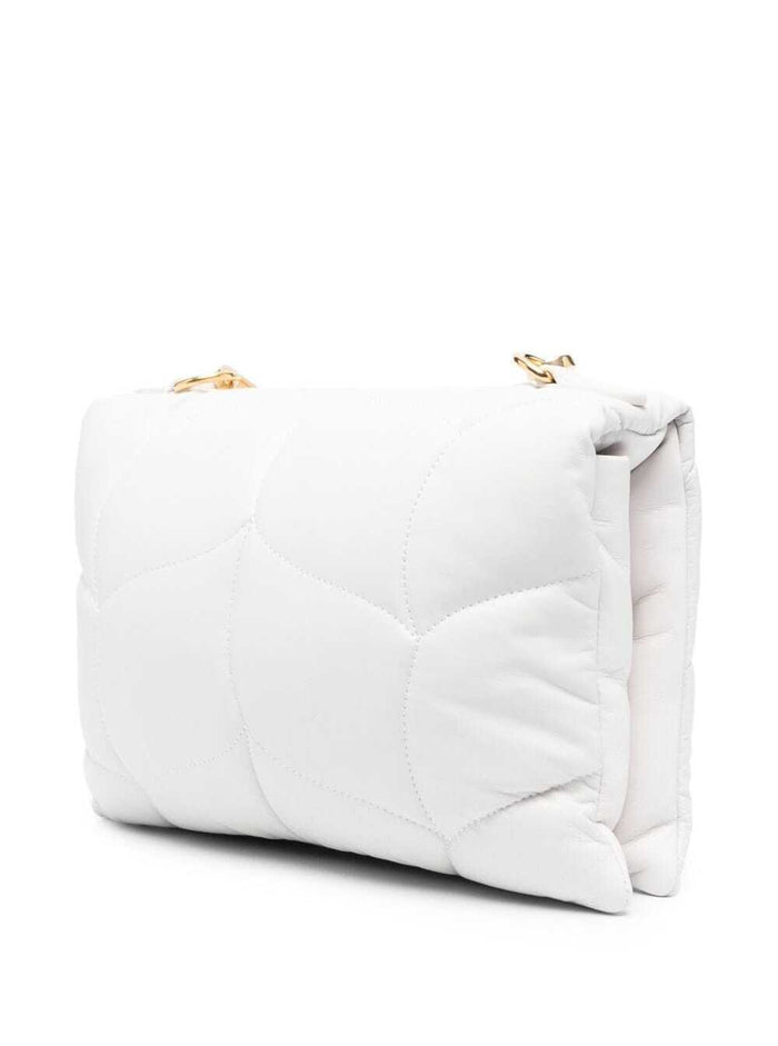 Little Softie White Cross-Body Bag With Twist Lock Closure Quilted And Padded Leather Woman Sheep Crossbody