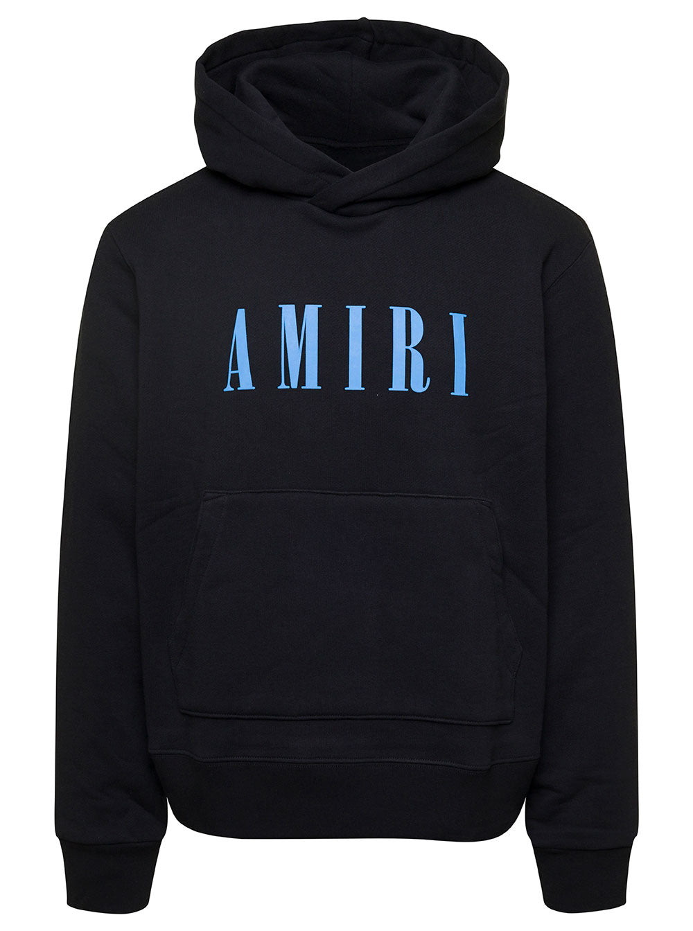 Black Hoodie With Logo Print On The Chest Cotton Man Sweatshirts