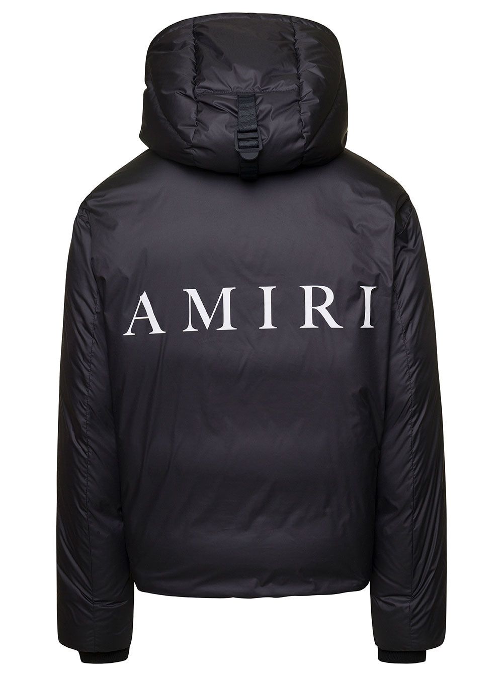 Black Reversible Puffer Jacket With Detachable Hood Nylon Man Down
