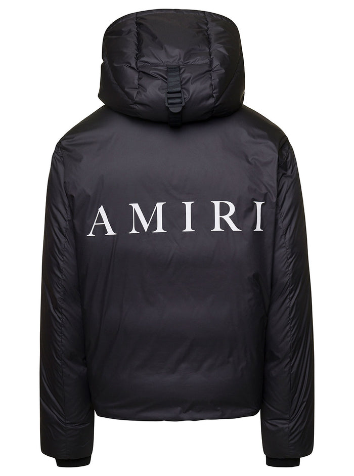 Black Reversible Puffer Jacket With Detachable Hood Nylon Man Down