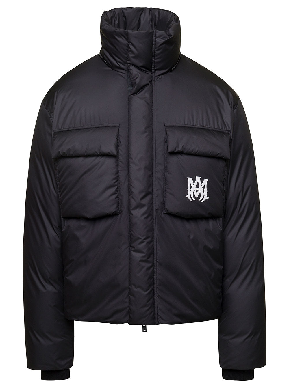 Black Reversible Puffer Jacket With Detachable Hood Nylon Man Down