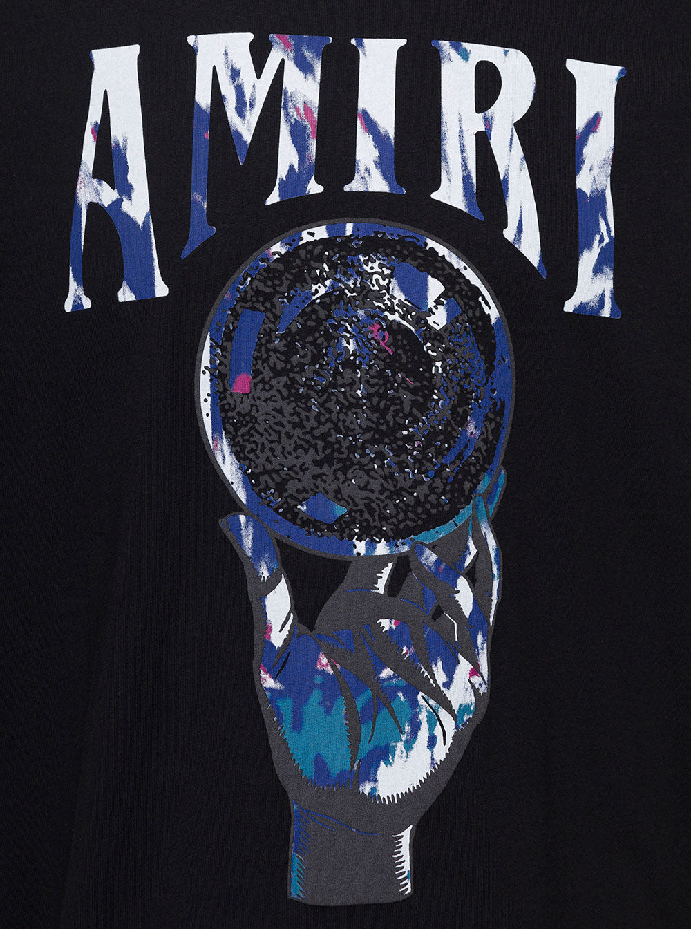 Black T-Shirt With Logo And Crystal Ball Print Cotton Man Tshirts Polo Shirts