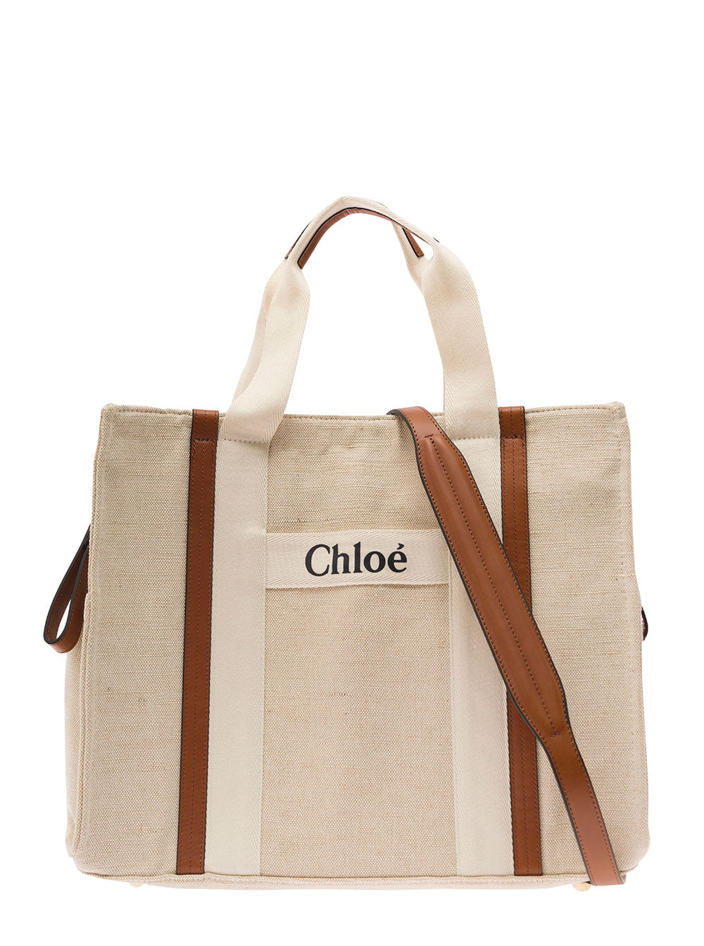Beige Changing Bag Canvas White Cow Hand