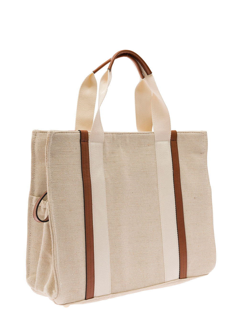 Beige Changing Bag Canvas White Cow Hand