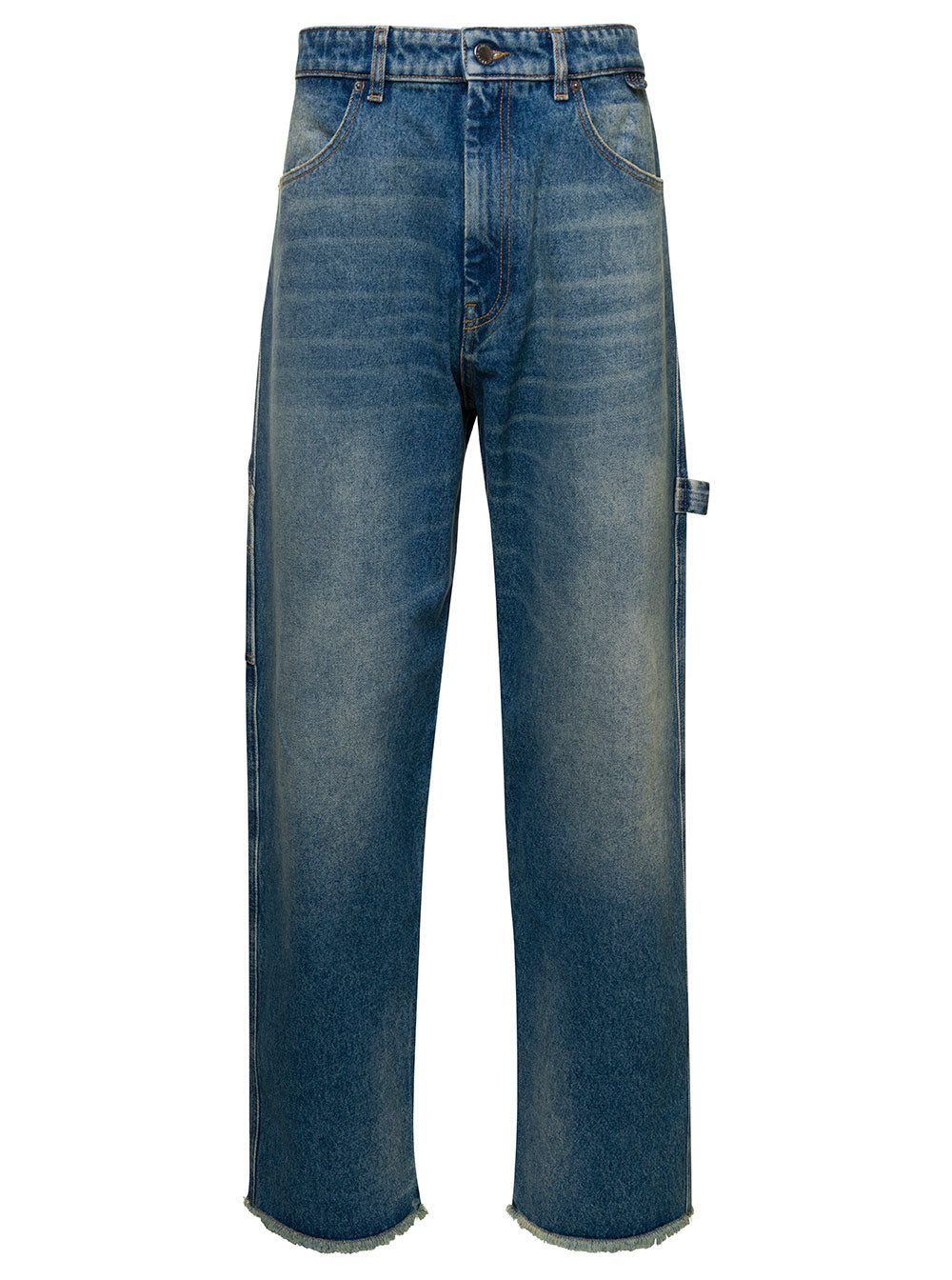 Blue Denim Straight Leg Cut Jeans Cotton Man Blu