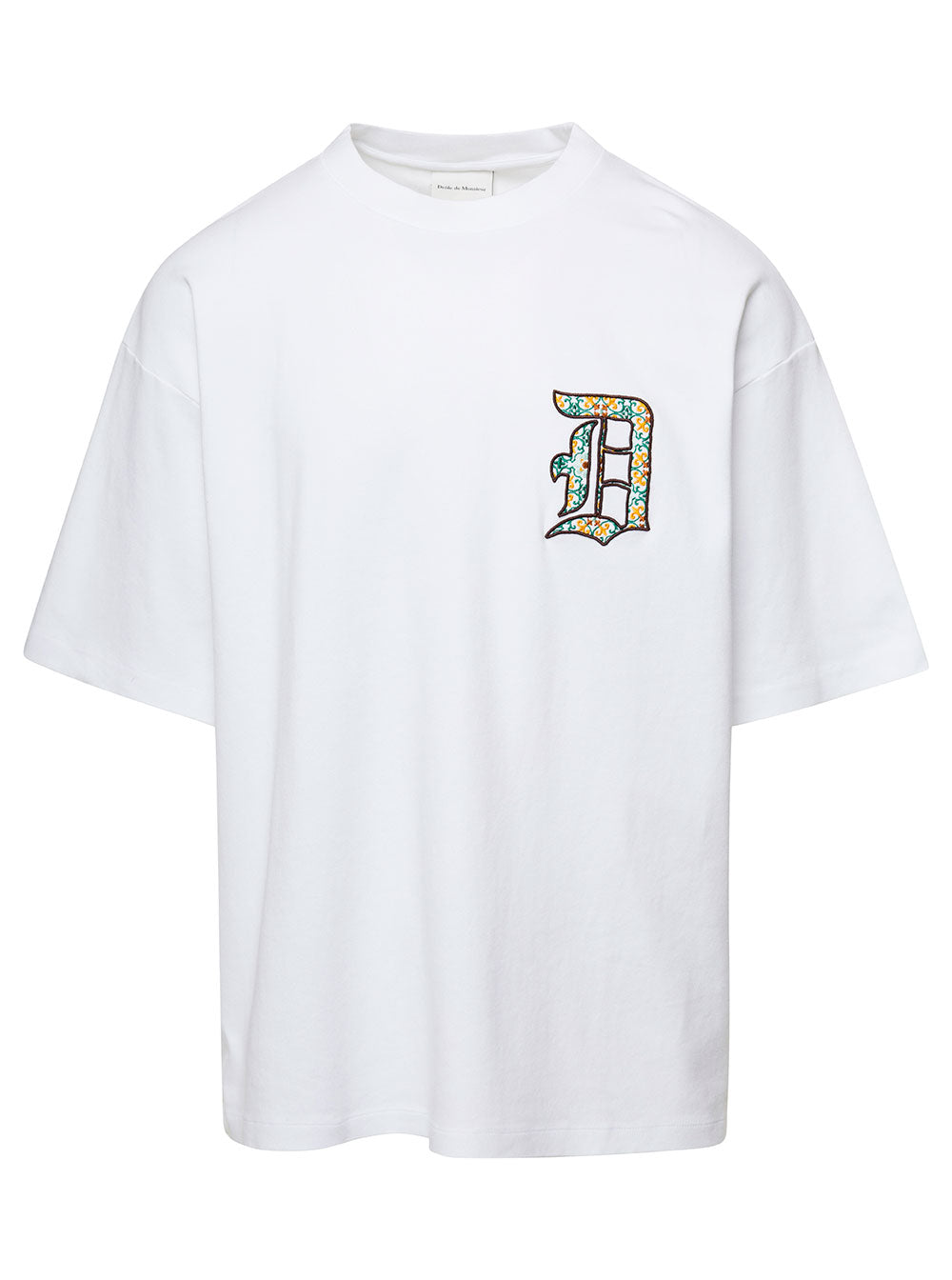White Crewneck T-.shirt With Embroidered Logo On The Front Cotton Man Tshirts And Polo Shirts