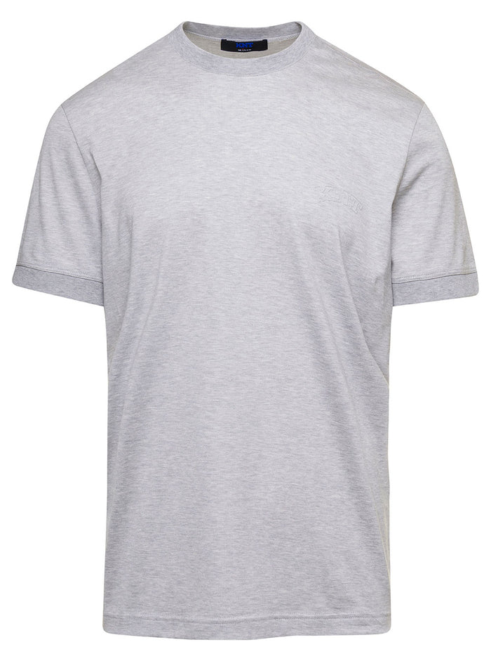 Grey Crew Neck T-Shirt With Tone On Logo Print The Chest Cotton Man Tshirts And Polo Shirts