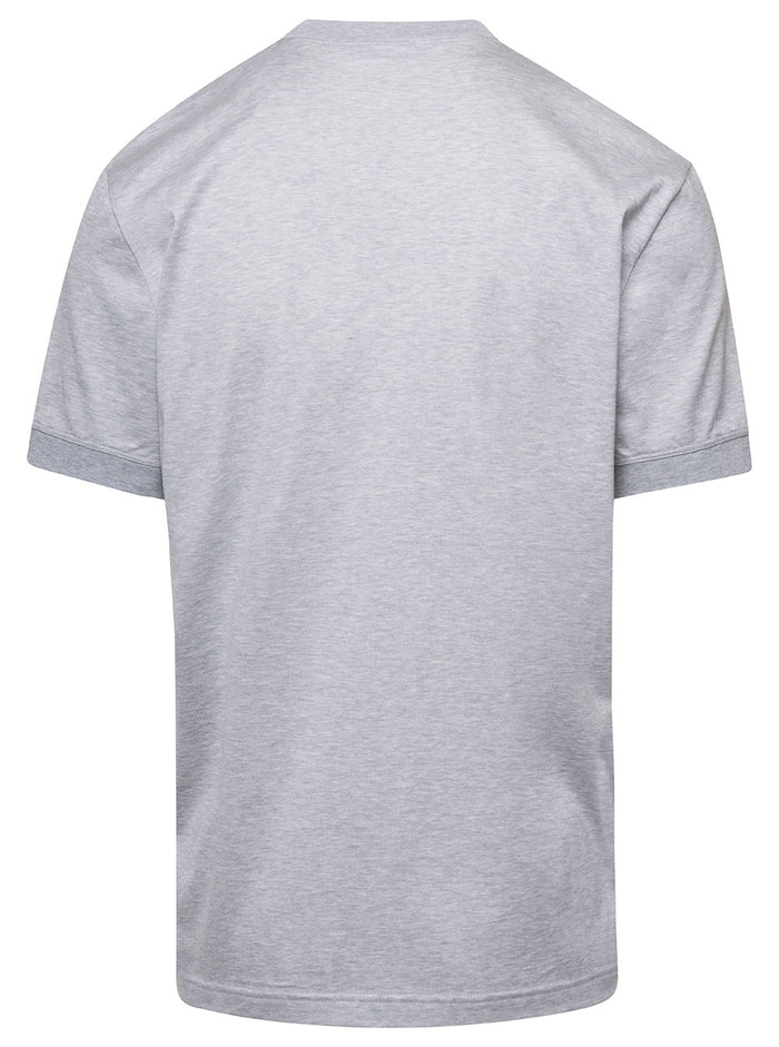 Grey Crew Neck T-Shirt With Tone On Logo Print The Chest Cotton Man Tshirts And Polo Shirts