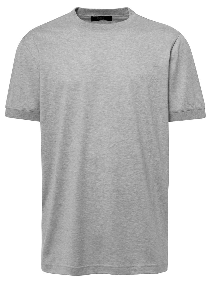 Grey Crew Neck T-Shirt With Tone On Logo Print The Chest Cotton Man Tshirts And Polo Shirts