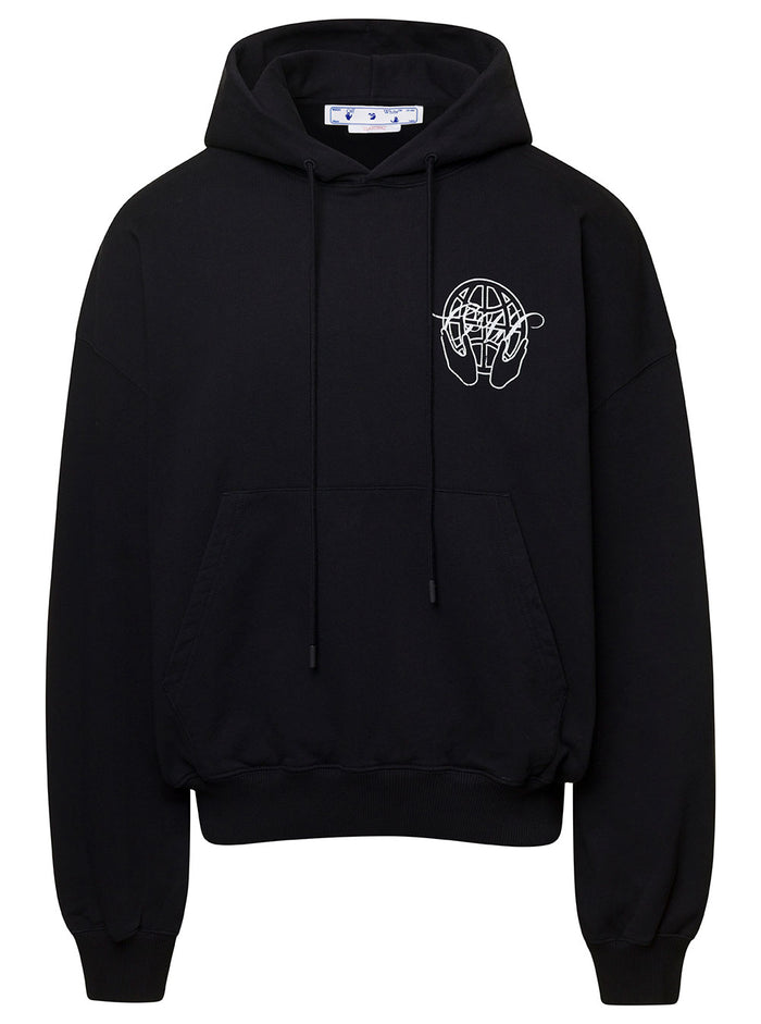 Black Arrow Print Long Sleeve Hoodie Cotton Man Sweatshirts