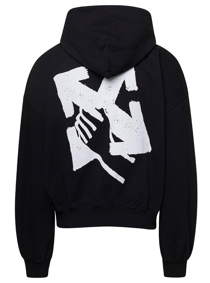 Black Arrow Print Long Sleeve Hoodie Cotton Man Sweatshirts