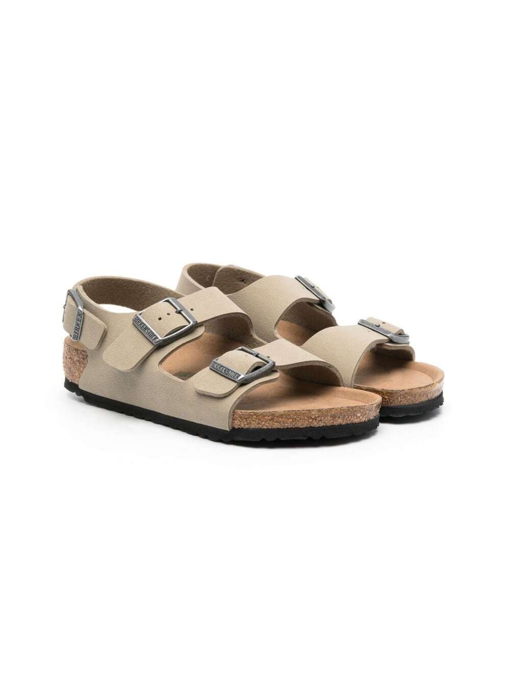 Beige Milano Sandals With Buckle Fastening Birkoflor Flat Shoes