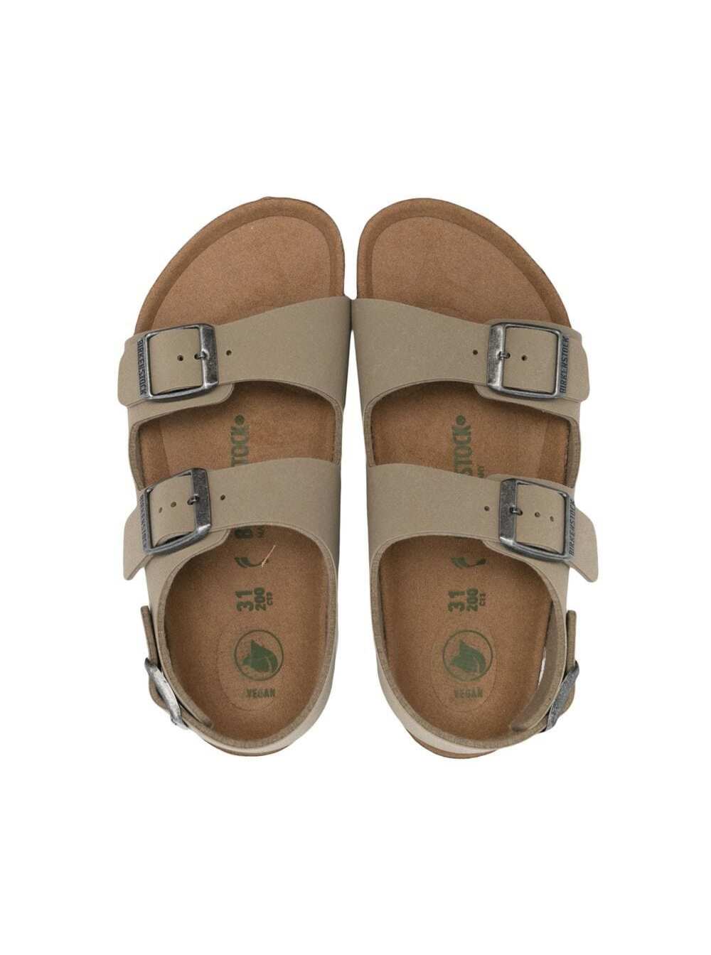 Beige Milano Sandals With Buckle Fastening Birkoflor Flat Shoes