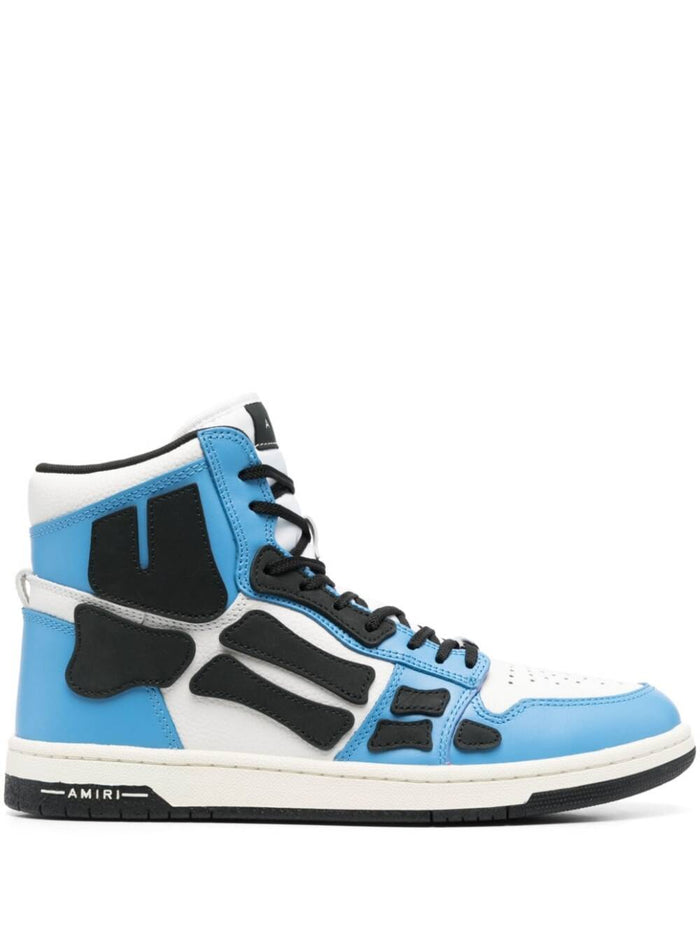 Light Blue Canvas Skel Hi Top Sneakers Leather And Rubber Man