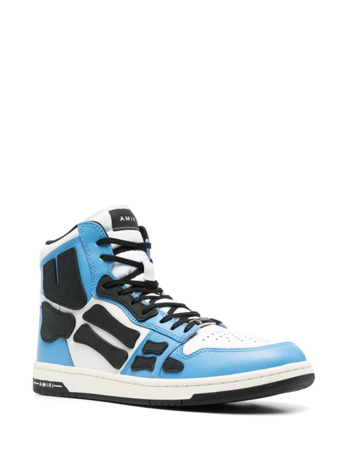 Light Blue Canvas Skel Hi Top Sneakers Leather And Rubber Man
