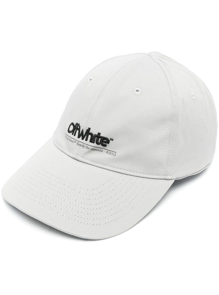 Baseball Cap With Embroidered Logo White Cotton Man Grey Elastane Hats And Gloves