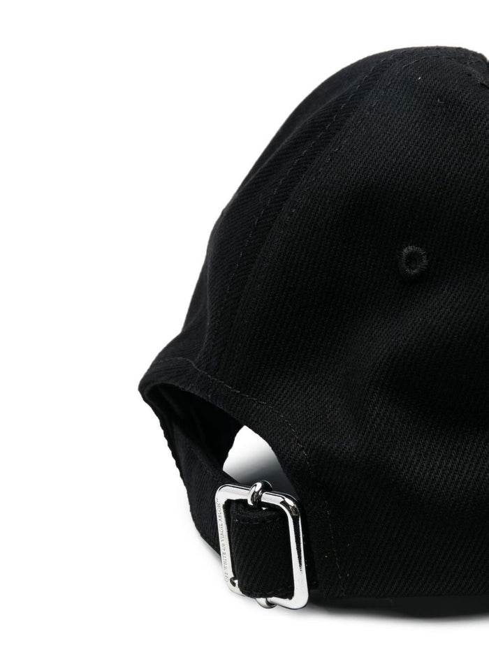 Baseball Cap With Embroidered Logo Black Cotton Man Hats And Gloves