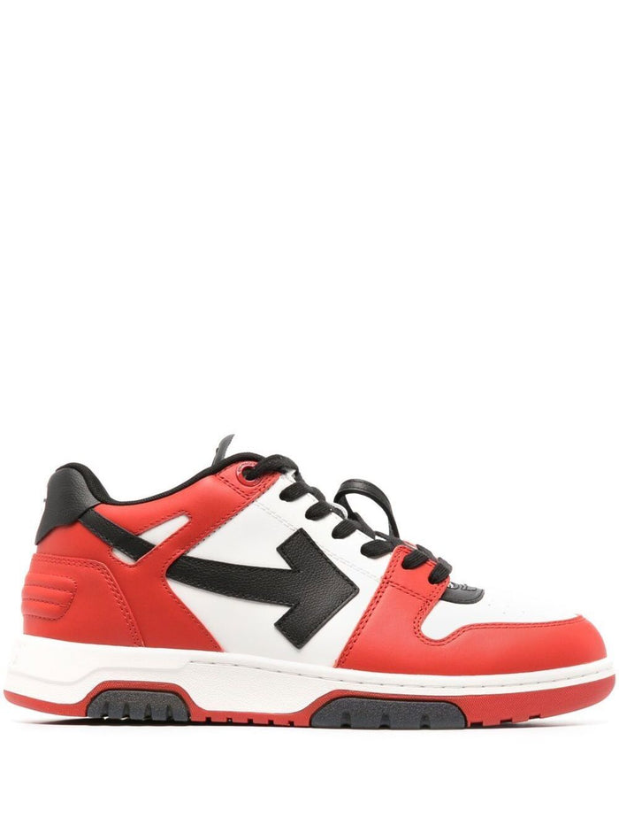 Out Of Office Low-Top Sneakers Red Leather Man Calf Polyester
