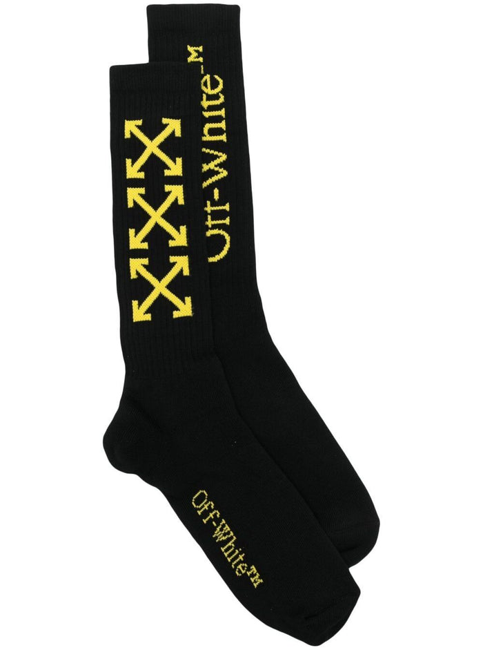 Socks With Signature Arrow Logo Black Cotton Man Polyamide Elastane Underwear