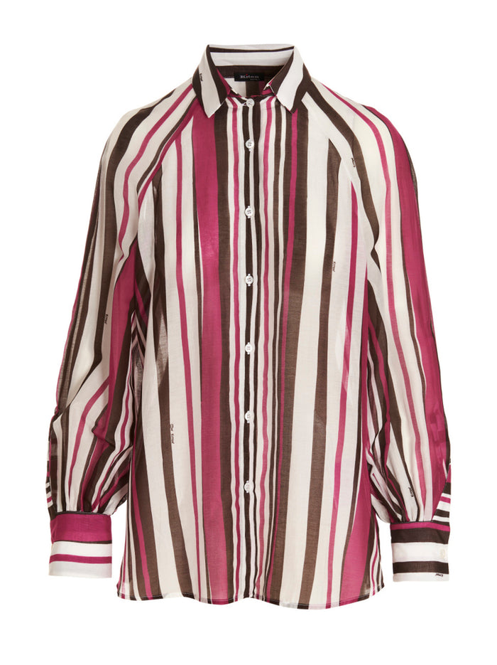 Striped Shirt Cotton Silk Shirt, Blouse