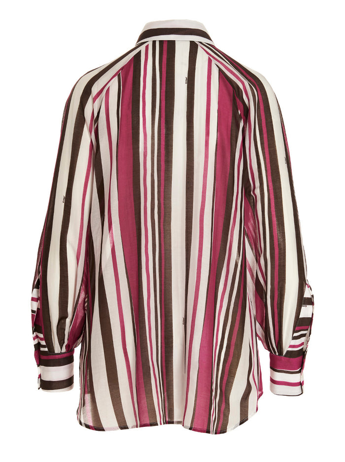 Striped Shirt Cotton Silk Shirt, Blouse