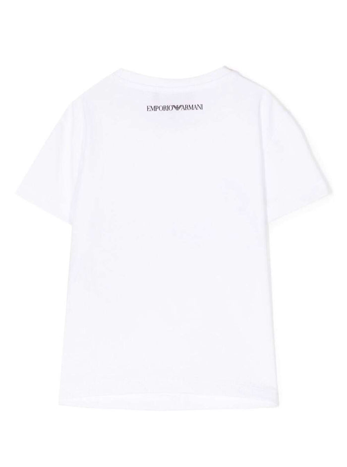White Crewneck T-Shirt With Logo Lettering Print Cotton Girl Tshirts And Polo Shirts