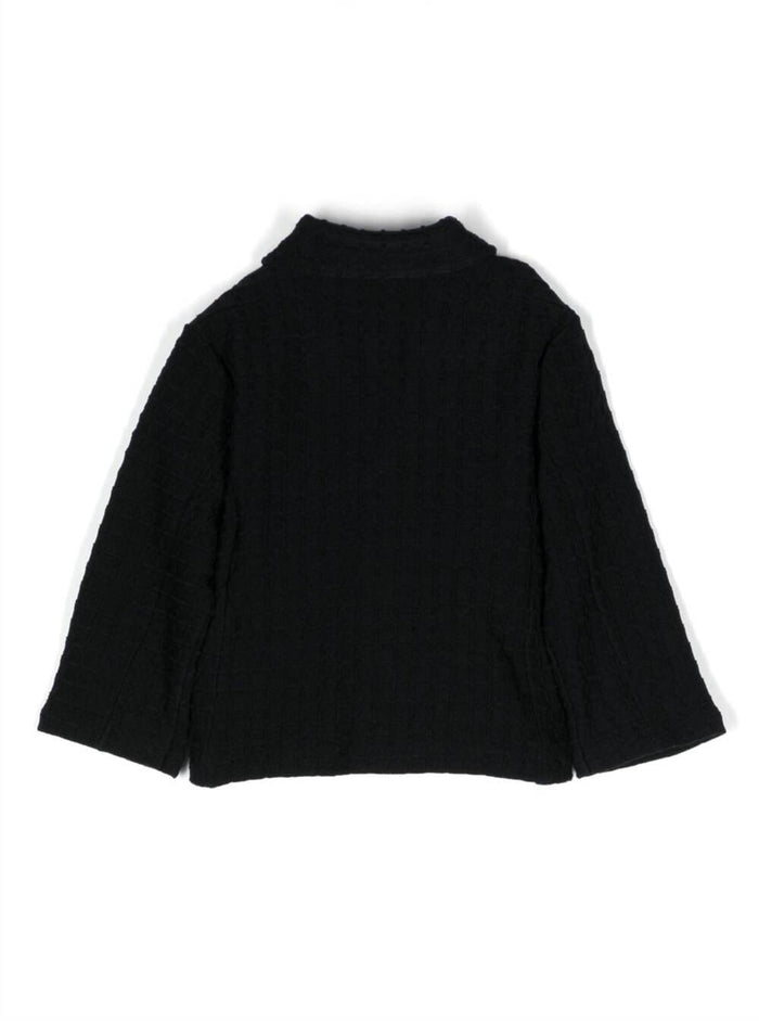 Black Single-Breasted Knit Jacket Cotton Blend Baby Blu Polyamide Elastane Blazers