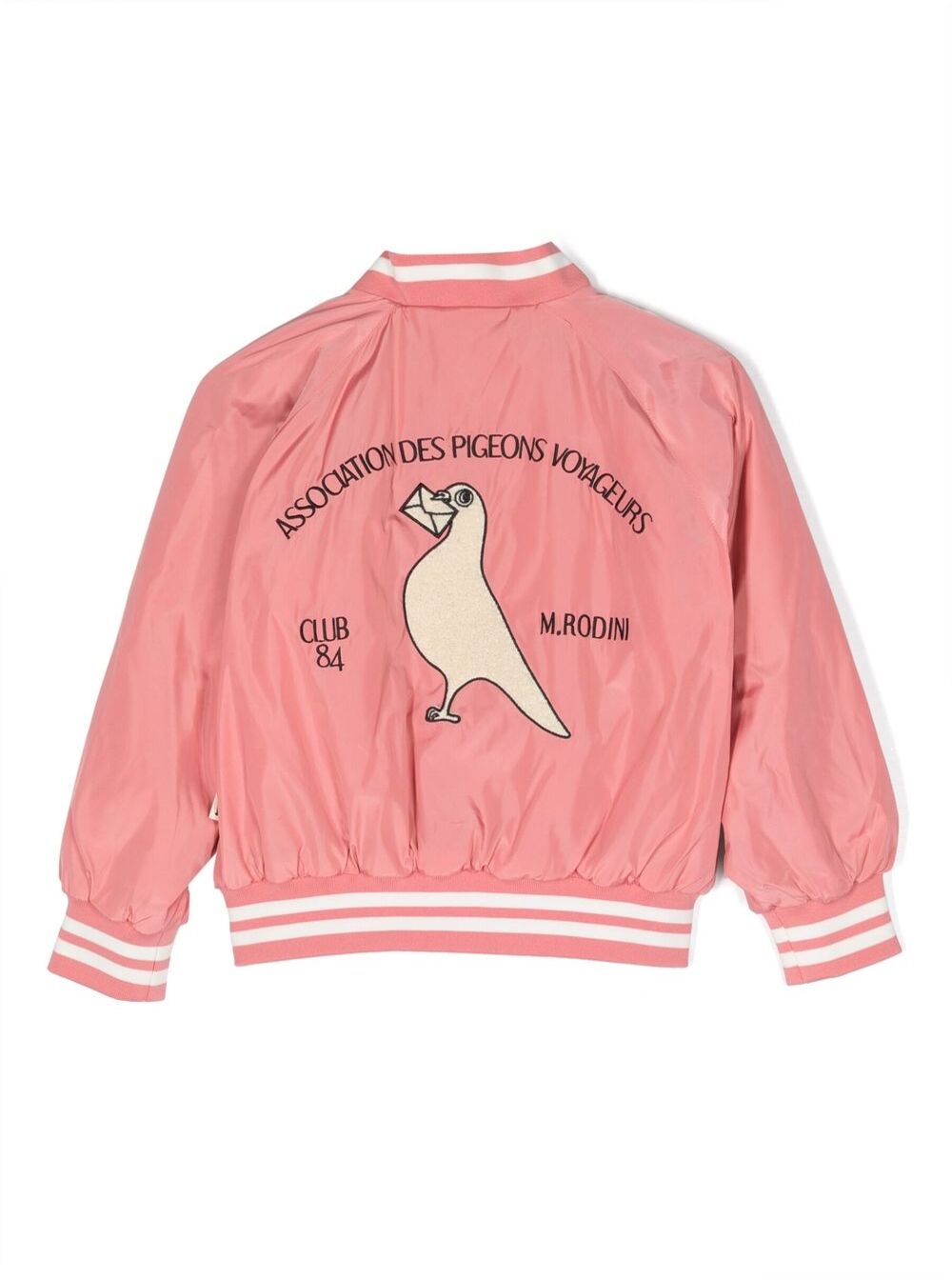 Pigeons Woven Baseball Jacket Pink Recycled Polyester