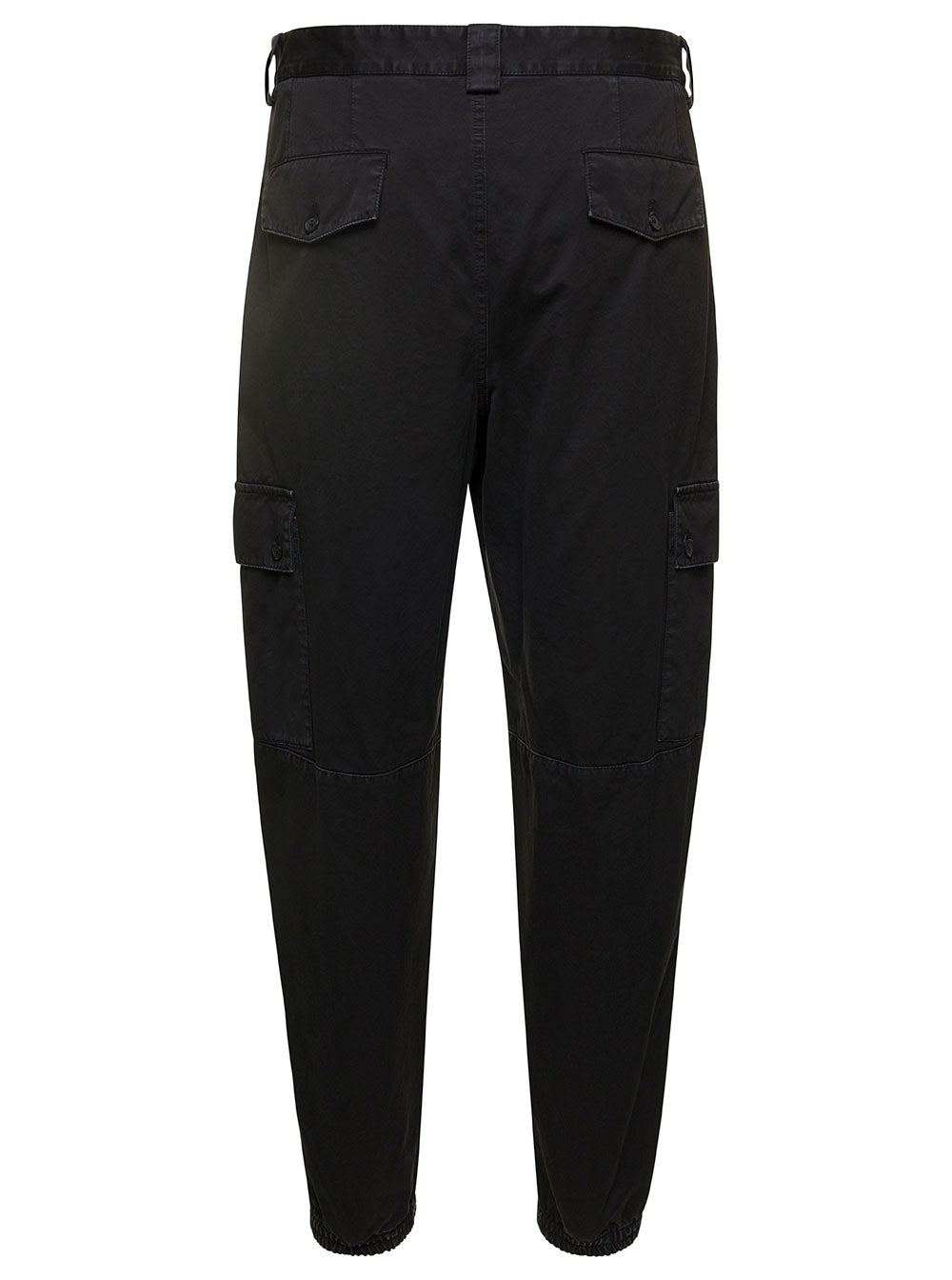 Black Cargo Pants With Multi-Pockets Cotton Man Trousers