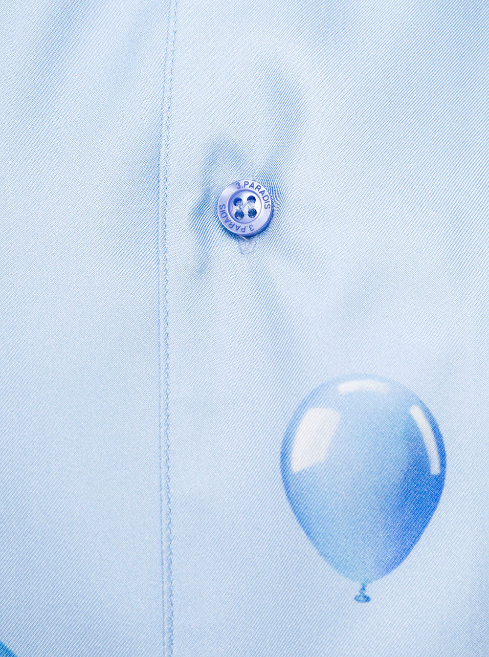 Light-Blue Bowling Shirt With Baloon Print All-Over Cotton Man Light Blue Silk And Blouses