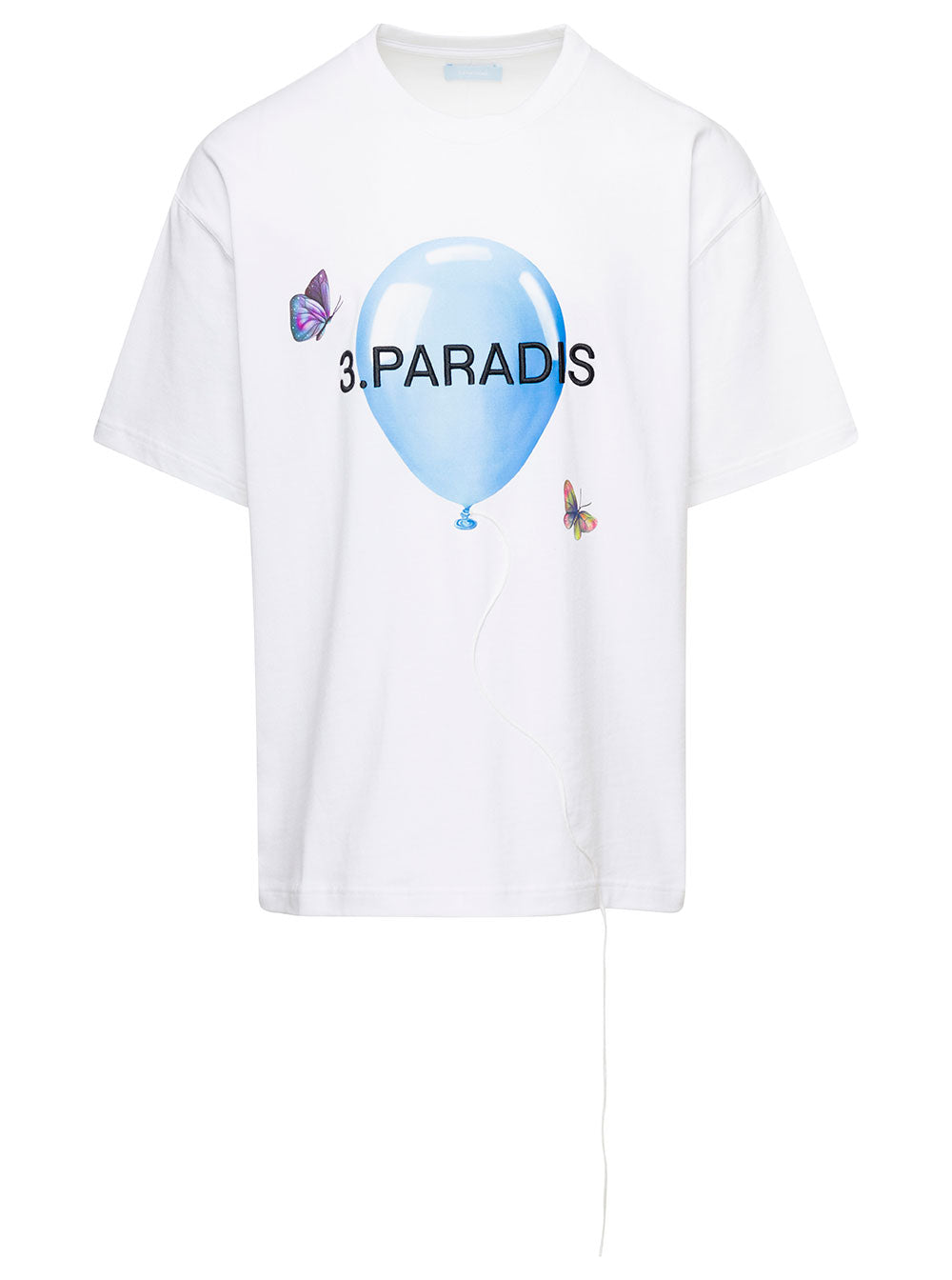 White Crewneck T-Shirt With Logo And Baloon Print On The Chest Cotton Man Tshirts Polo Shirts