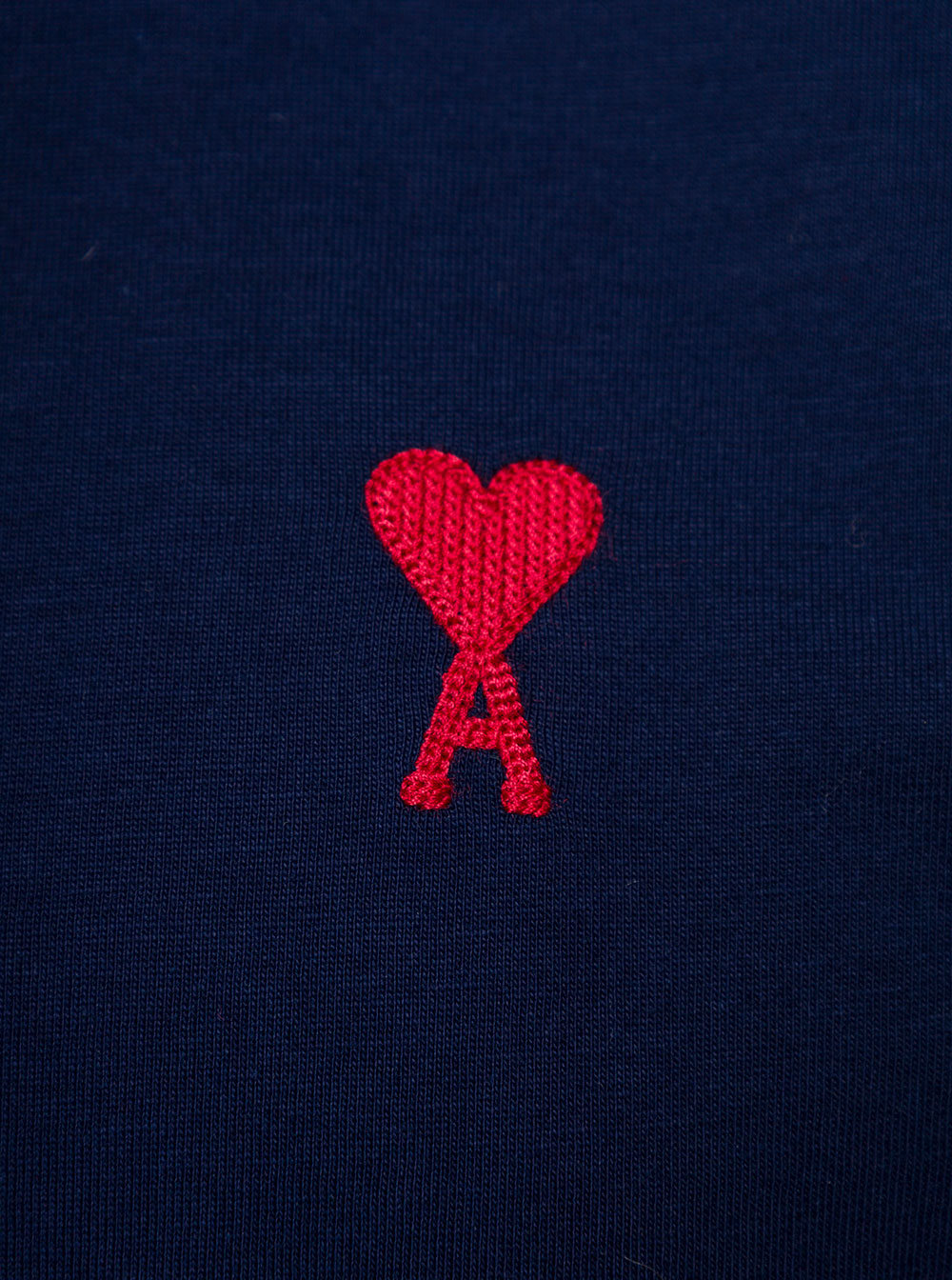 Blue Crew Neck T-Shirt With Ami De Coeur Embroidered Logo Cotton Man Blu Organic Elastane Tshirts And Polo Shirts