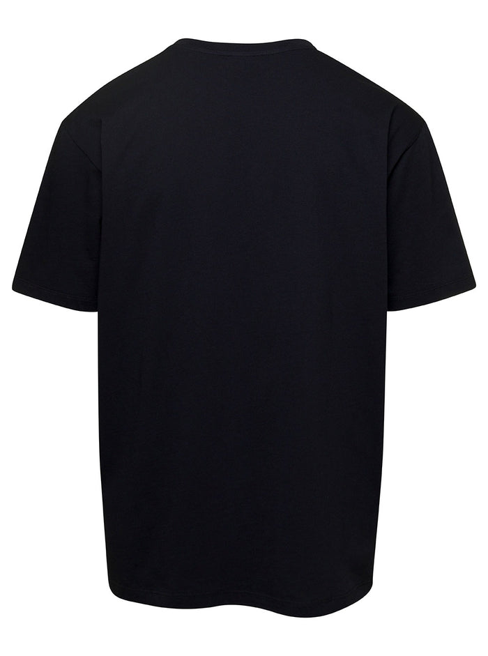 Black Crew Neck T-Shirt With Logo Print On The Chest Cotton Man Tshirts And Polo Shirts