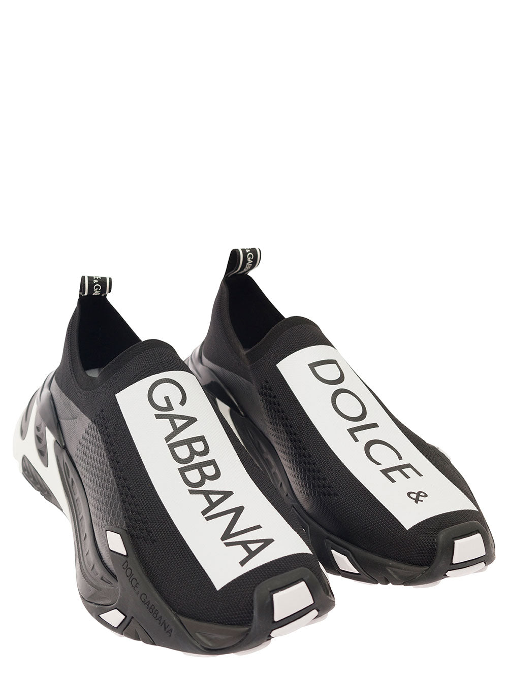 Fast Black Low-Top Sneakers With Contrasting Logo Print Stretch Knit Man Polyester Viscose