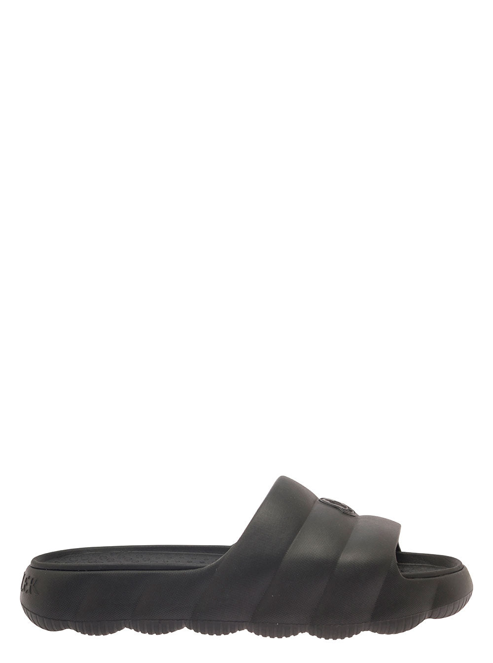 Lilo Black Slides Quilted Rubber Woman Elastodiene Flat Shoes