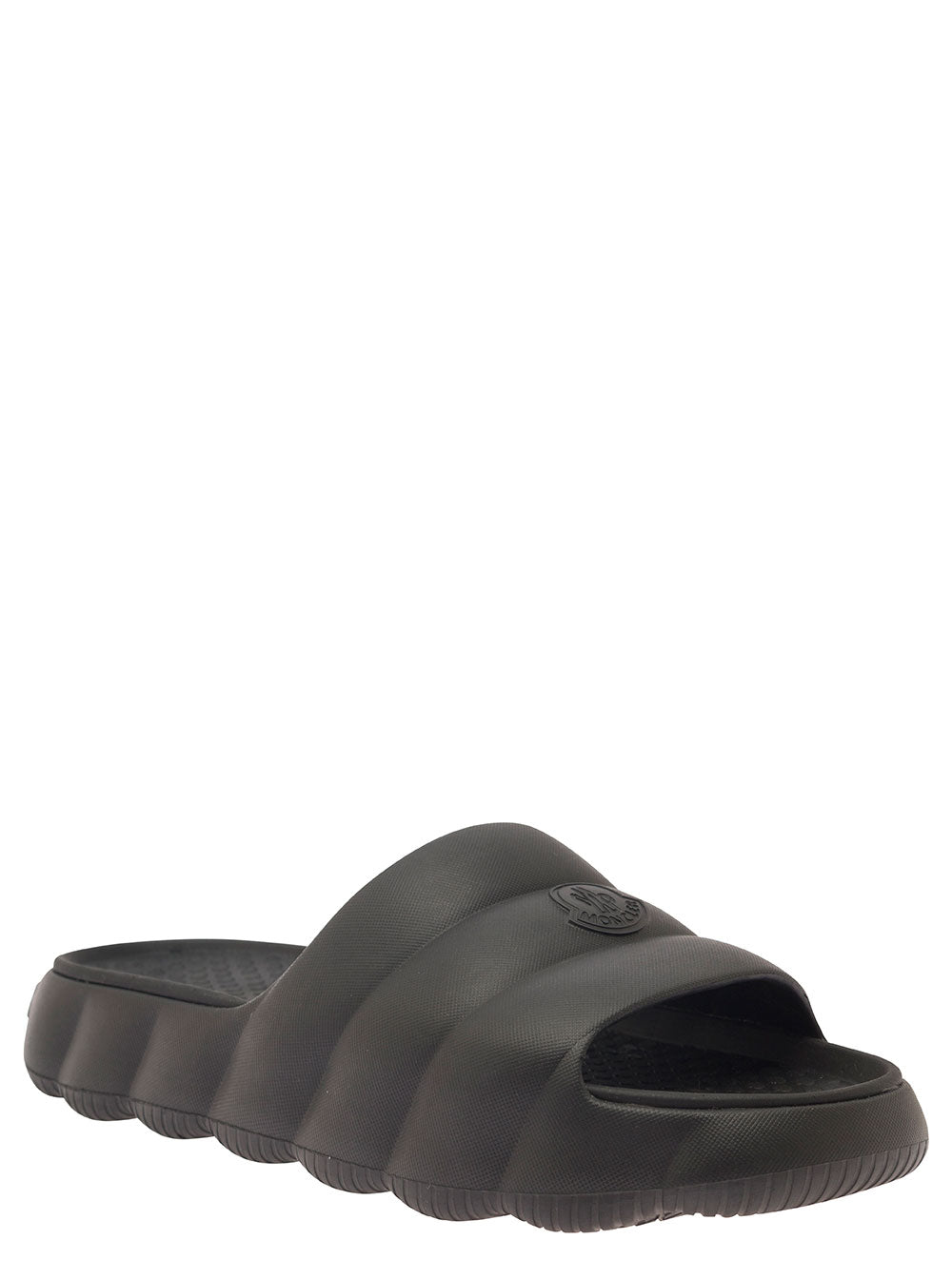 Lilo Black Slides Quilted Rubber Woman Elastodiene Flat Shoes