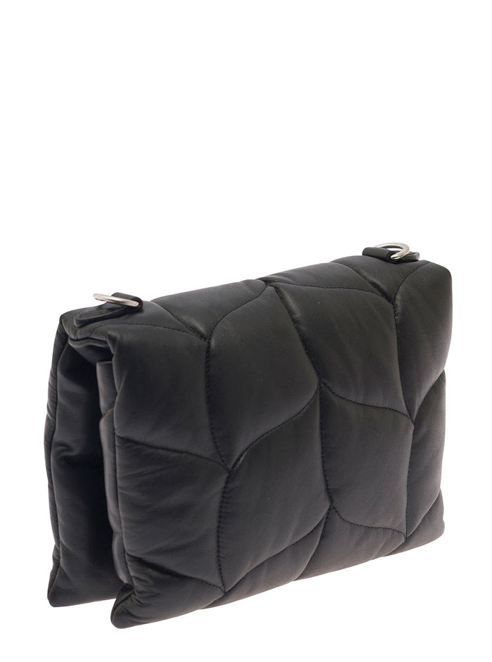Little Softie Black Cross-Body Bag With Twist Lock Closure Quilted And Padded Leather Woman Sheep Crossbody