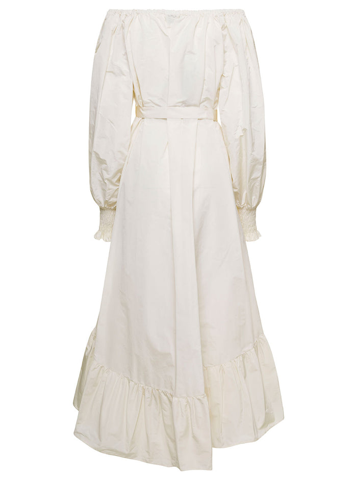 White Tiered Maxi-Dress Polyester Woman