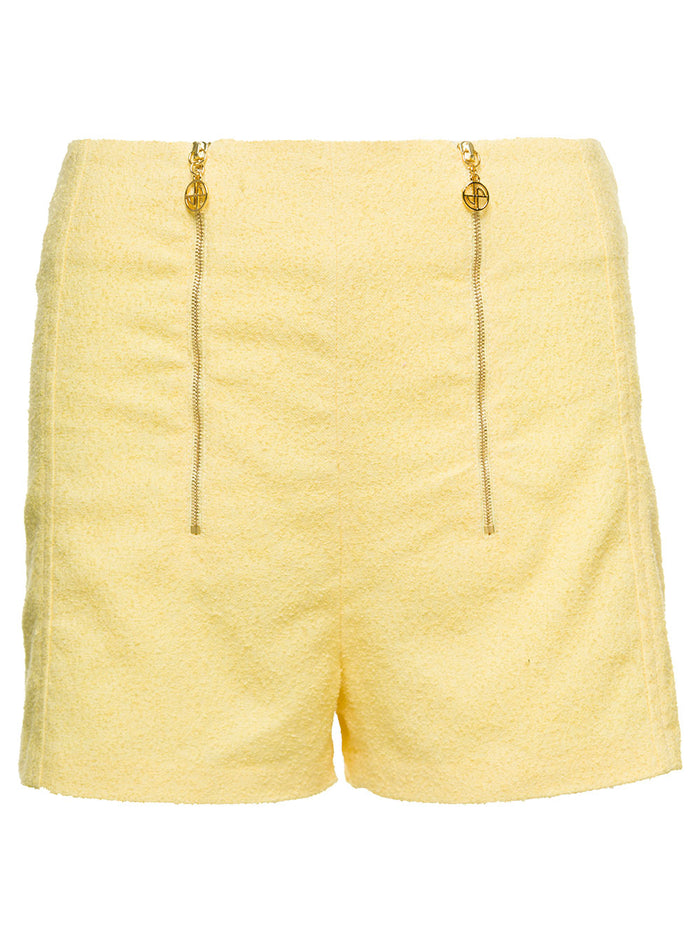 Yellow Tailored Shorts With Double Zip Cotton Blend Woman And Bermuda