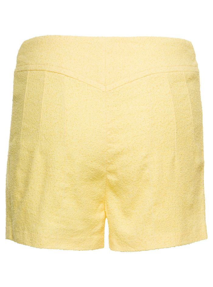 Yellow Tailored Shorts With Double Zip Cotton Blend Woman And Bermuda