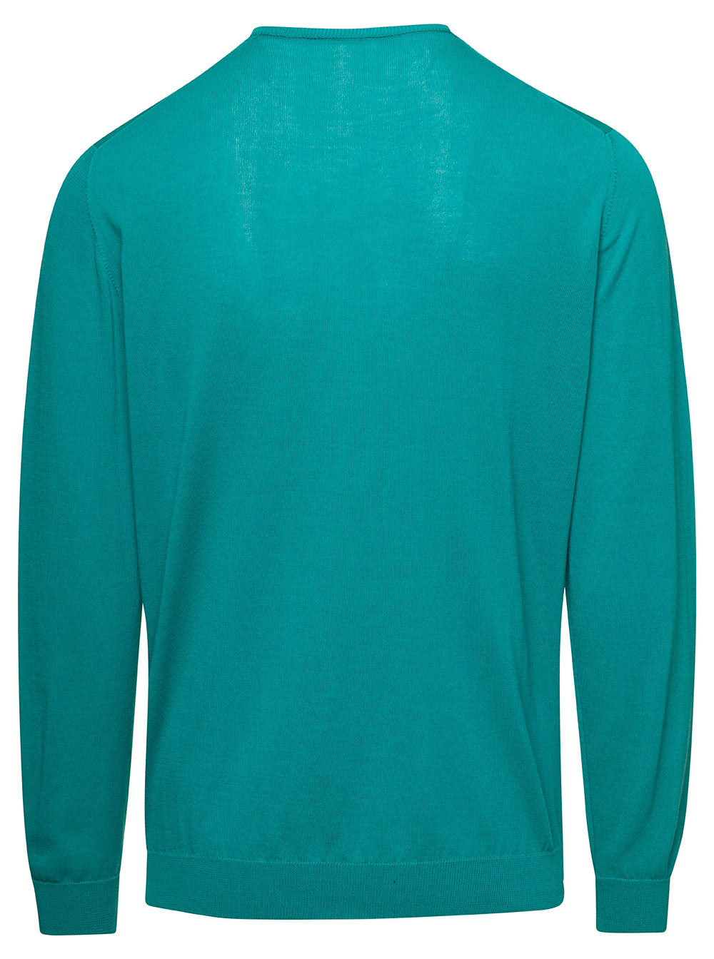 Green Crewneck Long-Sleeve Jumper Cotton Man Jersey