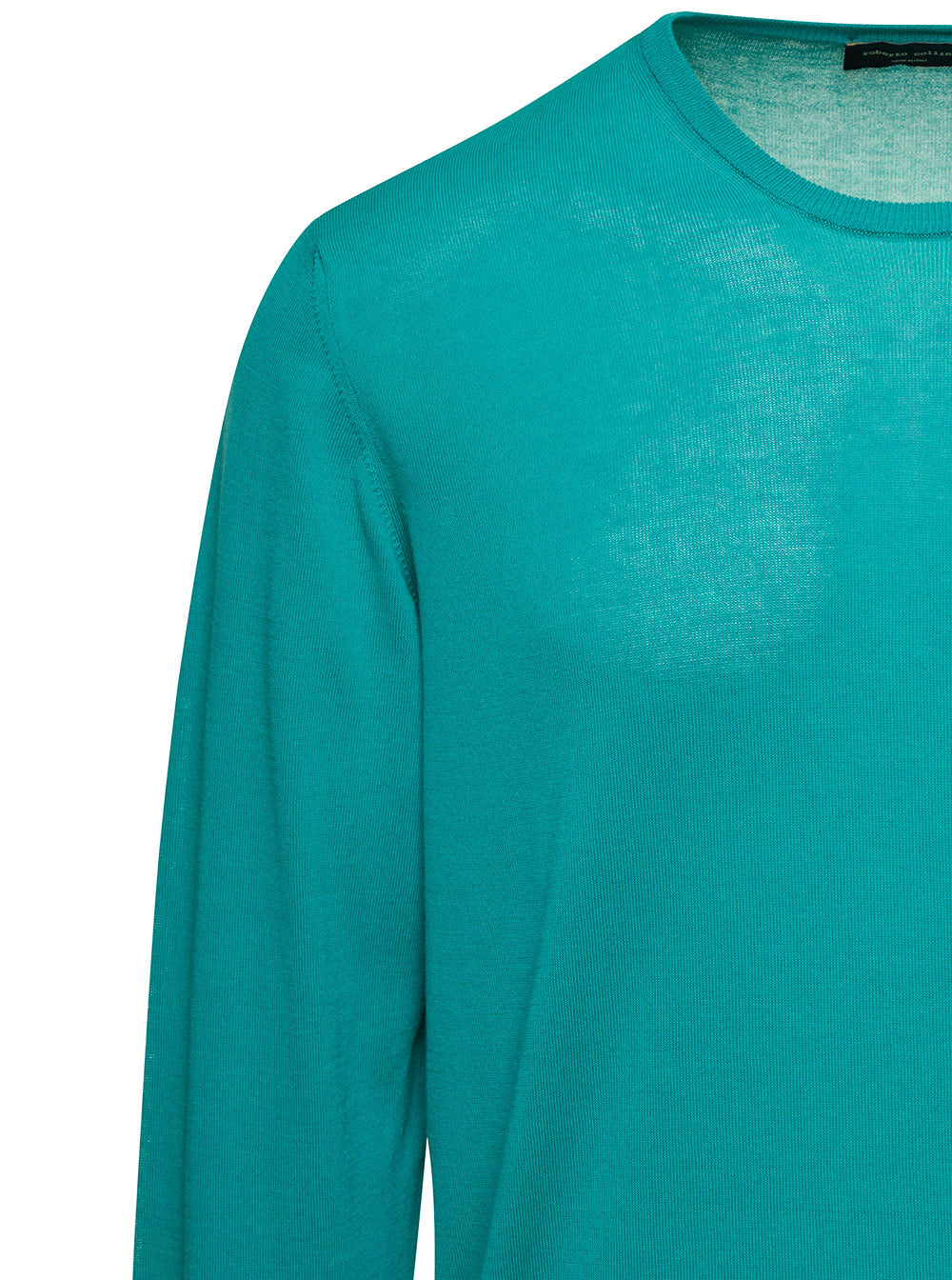 Green Crewneck Long-Sleeve Jumper Cotton Man Jersey