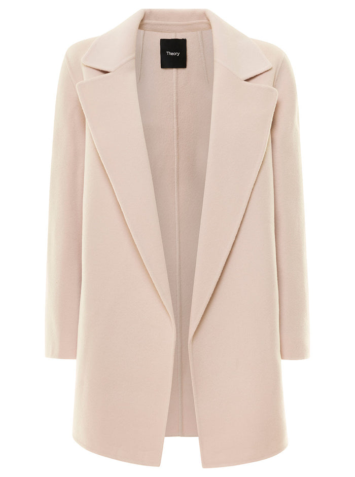 Light Pink Open Coat With Notched Revers Wool And Cashmere Woman