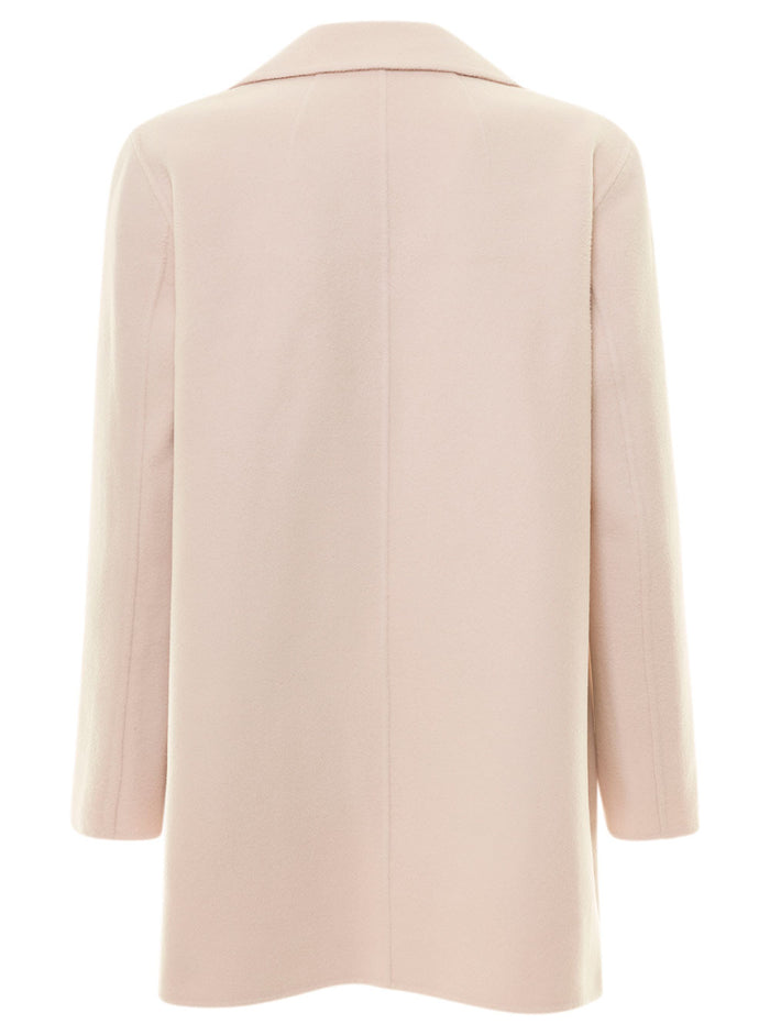 Light Pink Open Coat With Notched Revers Wool And Cashmere Woman